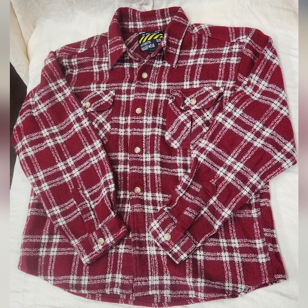 Big Rock Canyon Kids Burgundy Plaid Button Down Flannel Shirt